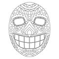 Day of the dead skull vector coloring page for kids and adults Royalty Free Stock Photo